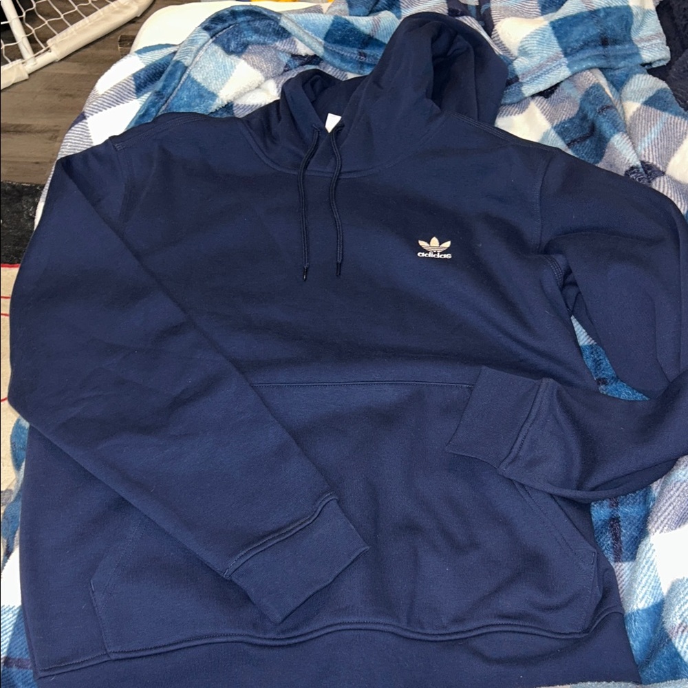 adidas Navy Trefoil Pullover Hoodie